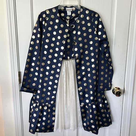 SWEET HEART ROSE NAVY & GOLD MATCHING COAT & DRESS - Picture 1 of 12